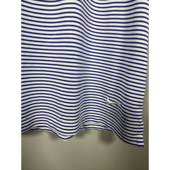 Nike Golf Polo Women’s XL Dri Fit Striped Sleeveless Blue Top Button Front - Picture 6 of 6